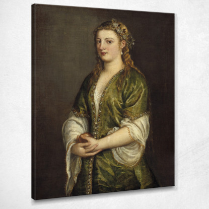 Donna Che Tiene Una Mela Titian Tiziano Vecellio ttn81 quadro stampato su tela