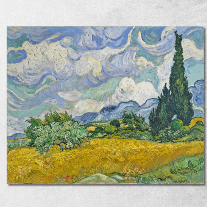 Campo Di Grano Con Cipressi Vincent van Gogh vvg15 quadro stampato su tela