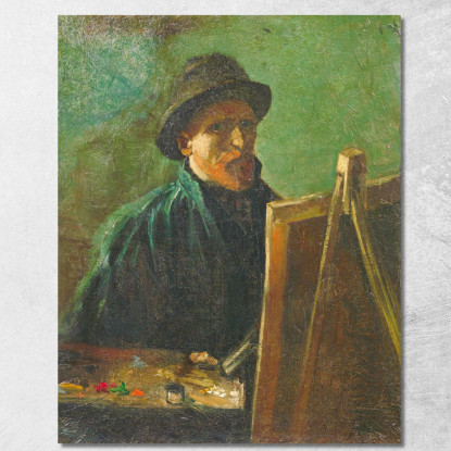 Autoritratto Con Cappello Di Feltro Scuro Al Cavalletto Vincent van Gogh vvg43 quadro stampato su tela