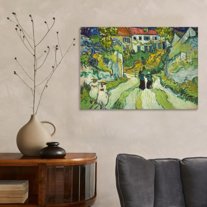 Scala Ad Auvers Vincent van Gogh vvg46 quadro stampato su tela