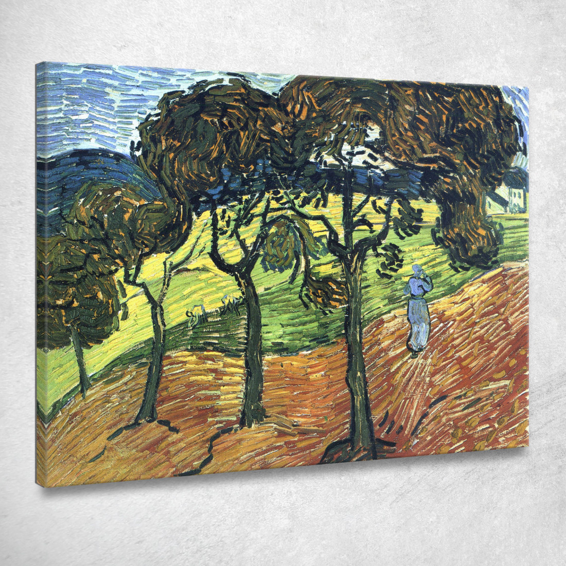 Donna Che Cammina Sotto Gli Alberi L'Oliver Vincent van Gogh vvg57 quadro stampato su tela