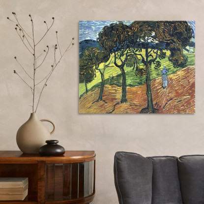 Donna Che Cammina Sotto Gli Alberi L'Oliver Vincent van Gogh vvg57 quadro stampato su tela