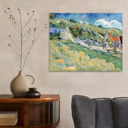 Case E Cottage Dal Tetto Di Paglia Vincent van Gogh vvg79 quadro stampato su tela