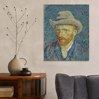 Autoritratto Con Cappello Di Feltro Grigio Vincent van Gogh vvg88 quadro stampato su tela