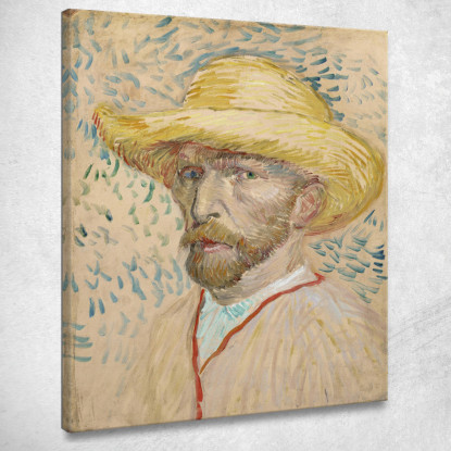 Autoritratto Con Cappello Di Paglia Vincent van Gogh vvg90 quadro stampato su tela