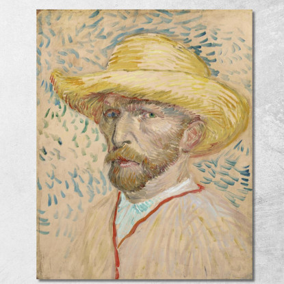 Autoritratto Con Cappello Di Paglia Vincent van Gogh vvg90 quadro stampato su tela