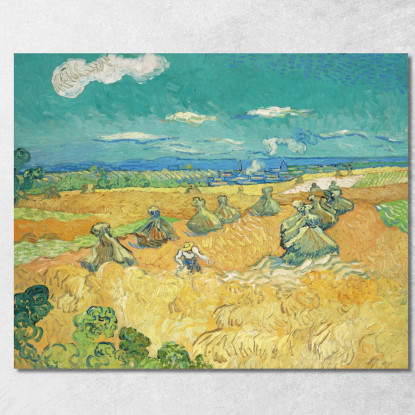 Campi Di Grano Con Reaper Auvers Vincent van Gogh vvg107 quadro stampato su tela