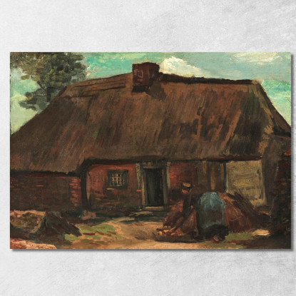 Cottage Con Contadina Che Scava Vincent van Gogh vvg118 quadro stampato su tela