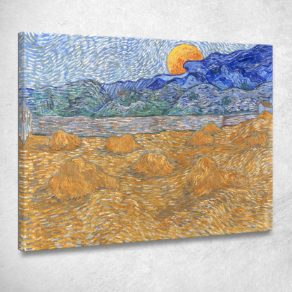 Paesaggio Con Covoni Di Grano E Luna Nascente Vincent van Gogh vvg134 quadro stampato su tela