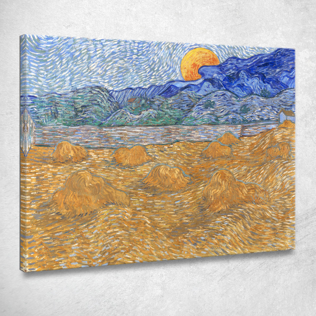 Paesaggio Con Covoni Di Grano E Luna Nascente Vincent van Gogh vvg134 quadro stampato su tela Paesaggio Con Covoni Di Grano E Luna Nascente Vincent van Gogh vvg134 quadro stampato su tela