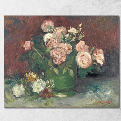 Rose E Peonie Vincent van Gogh vvg157 quadro stampato su tela