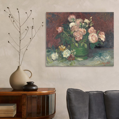 Rose E Peonie Vincent van Gogh vvg157 quadro stampato su tela