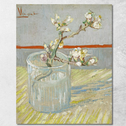 Rametto Di Mandorla In Fiore In Un Bicchiere Vincent van Gogh vvg163 quadro stampato su tela