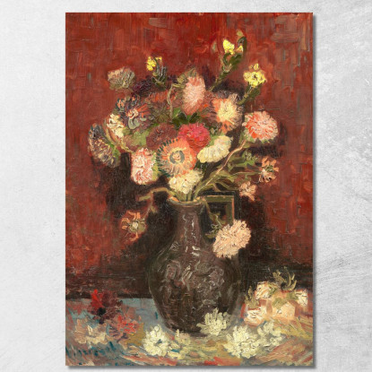 Vaso Con Astri Cinesi E Gladioli Vincent van Gogh vvg180 quadro stampato su tela