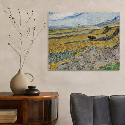 Campo Recintato Con Aratore Vincent van Gogh vvg207 quadro stampato su tela