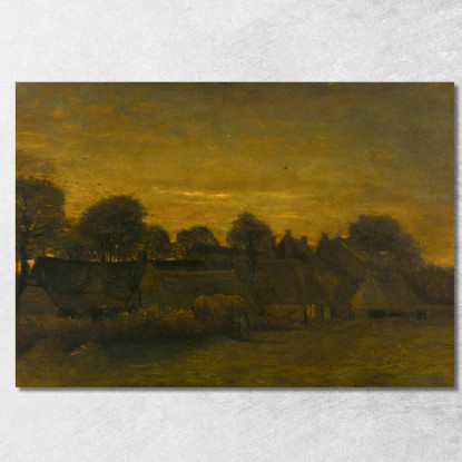 Villaggio Agricolo Al Crepuscolo Vincent van Gogh vvg213 quadro stampato su tela