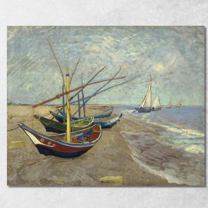 Barche Da Pesca Sulla Spiaggia Di Les Saintes-Maries-De-La-Mer Vincent van Gogh vvg214 quadro stampato su tela