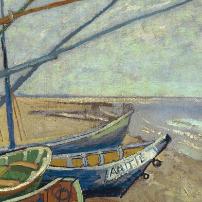 Barche Da Pesca Sulla Spiaggia Di Les Saintes-Maries-De-La-Mer Vincent van Gogh vvg214 quadro stampato su tela