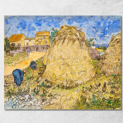 Pile Di Grano Vincent van Gogh vvg242 quadro stampato su tela