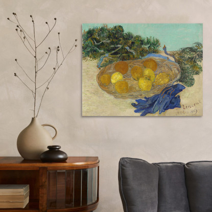 Natura Morta Di Arance E Limoni Con Guanti Blu Vincent van Gogh vvg276 quadro stampato su tela