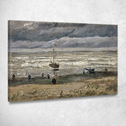 Spiaggia A Scheveningen Durante La Tempesta Vincent van Gogh vvg316 quadro stampato su tela