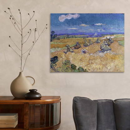 Campi Di Grano Con Reaper Auvers Vincent van Gogh vvg338 quadro stampato su tela