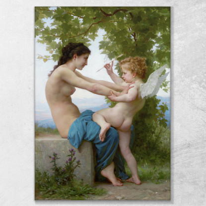 Una Giovane Ragazza Che Si Difende Dall'Eros William Bouguereau wbg4 quadro stampato su tela