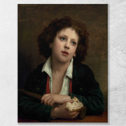 Bambino Italiano Con In Mano Una Crosta Di Pane William Bouguereau wbg33 quadro stampato su tela