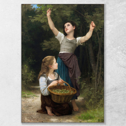 Raccolta Delle Nocciole William Bouguereau wbg140 quadro stampato su tela