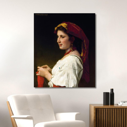 La Piccola Magliaia William Bouguereau wbg163 quadro stampato su tela