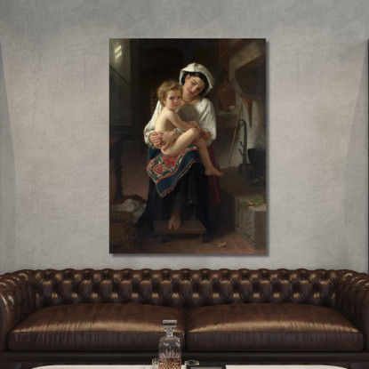 Giovane Madre Che Guarda Il Suo Bambino William Bouguereau wbg182 quadro stampato su tela