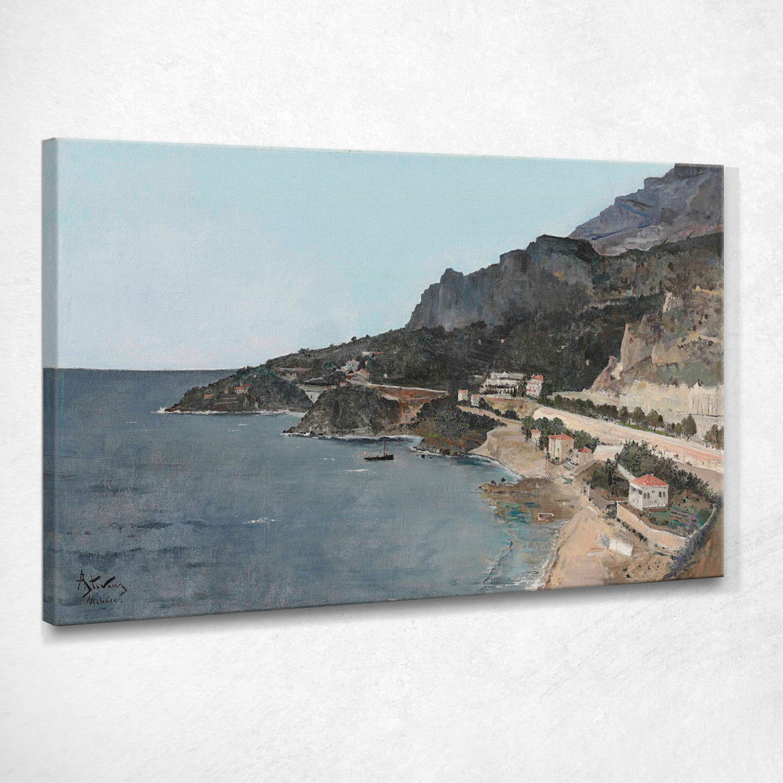 Cap D'Ail Vista Preso Dal Palazzo Del Principe Di Monaco Alfred Stevens stal14 quadro stampato su tela Cap D'Ail Vista Preso Dal Palazzo Del Principe Di Monaco Alfred Stevens stal14 quadro stampato su tela