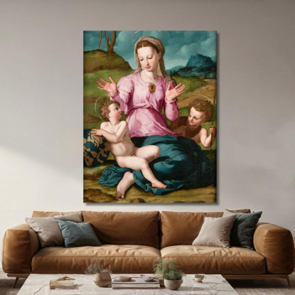 Madonna Col Bambino E San Giovanni Battista Agnolo Bronzino abz8 quadro stampato su tela