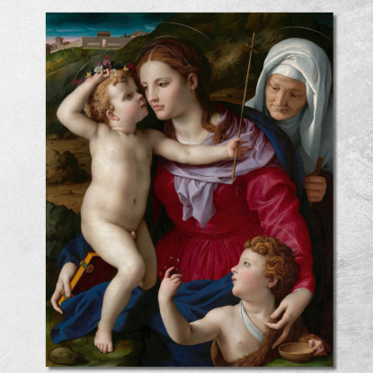 Vergine Col Bambino Sant'Elisabetta E San Giovanni Battista Agnolo Bronzino abz24 quadro stampato su tela