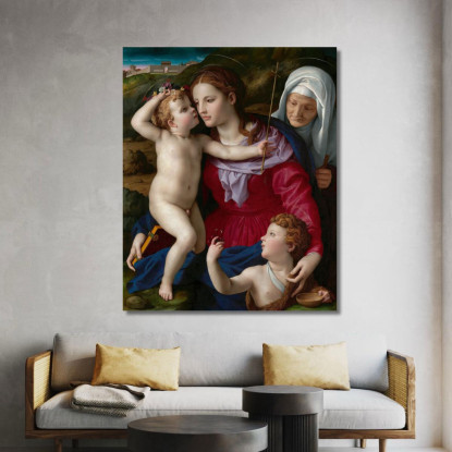 Vergine Col Bambino Sant'Elisabetta E San Giovanni Battista Agnolo Bronzino abz24 quadro stampato su tela