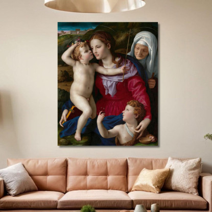 Vergine Col Bambino Sant'Elisabetta E San Giovanni Battista Agnolo Bronzino abz24 quadro stampato su tela