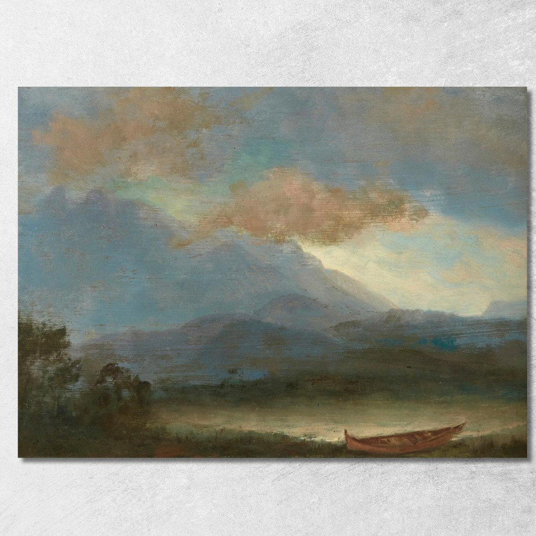 Canoa Indiana In Riva Al Lago Albert Bierstadt abr34 quadro stampato su tela Canoa Indiana In Riva Al Lago Albert Bierstadt abr34 quadro stampato su tela