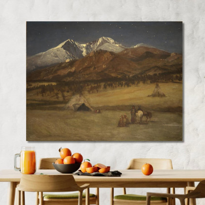 Serata Nell'Accampamento Indiano Albert Bierstadt abr35 quadro stampato su tela