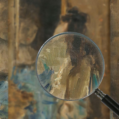 Ragazza In Blu Che Guarda In Uno Specchio Alfred Stevens stal32 quadro stampato su tela