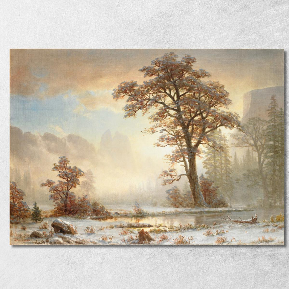 Valle Dello Yosemite: Prima Nevicata Dell'Anno Albert Bierstadt abr122 quadro stampato su tela Valle Dello Yosemite: Prima Nevicata Dell'Anno Albert Bierstadt abr122 quadro stampato su tela