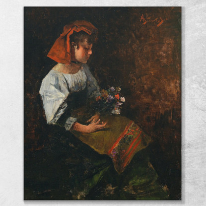 Giovane Ragazza Italiana Alfred Stevens stal37 quadro stampato su tela
