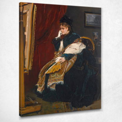 La Donna Vestita Di Verde In Officina Alfred Stevens stal40 quadro stampato su tela