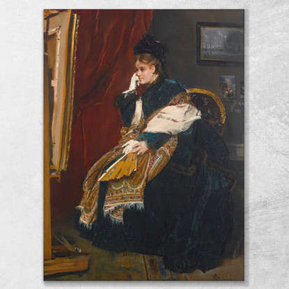 La Donna Vestita Di Verde In Officina Alfred Stevens stal40 quadro stampato su tela