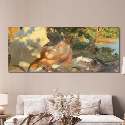 Bagnante Con Ombrellone Dalarö Anders Zorn azn7 quadro stampato su tela