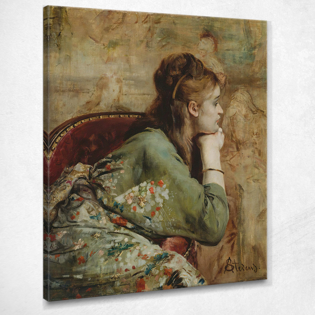 Meditazione Alfred Stevens stal61 quadro stampato su tela Meditazione Alfred Stevens stal61 quadro stampato su tela