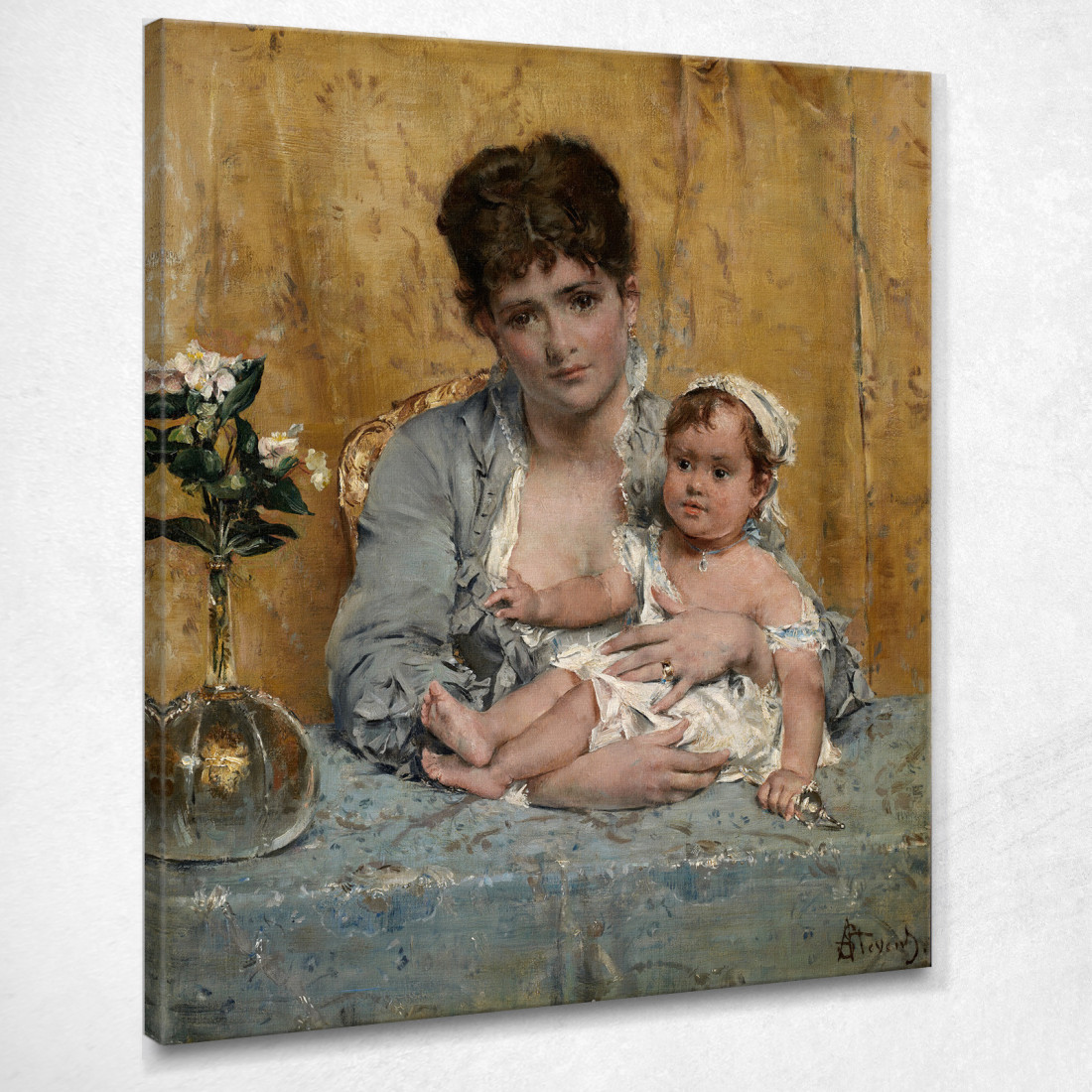 Madre E Figlio Alfred Stevens stal65 quadro stampato su tela Madre E Figlio Alfred Stevens stal65 quadro stampato su tela