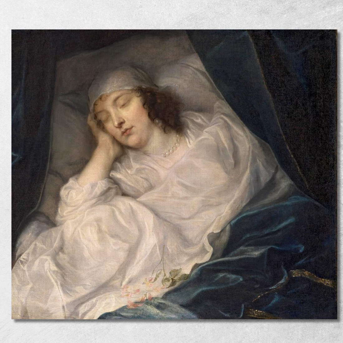 Lady Digby Sul Letto Di Morte Anthony van Dyck avd44 quadro stampato su tela Lady Digby Sul Letto Di Morte Anthony van Dyck avd44 quadro stampato su tela