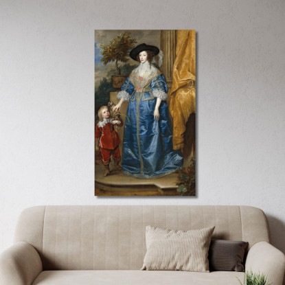 La Regina Henrietta Maria Con Sir Jeffrey Hudson Anthony van Dyck avd93 quadro stampato su tela
