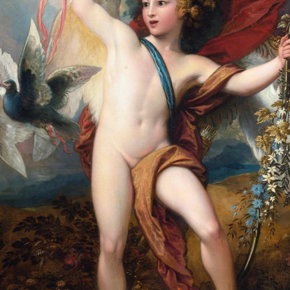 Cupido Rilasciando Due Colombe Benjamin West bwt11 quadro stampato su tela