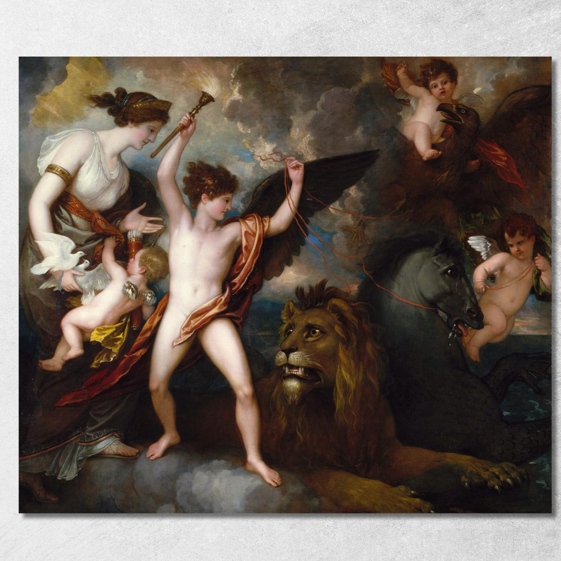 Omnia Vincit Amor Ovvero La Forza Dell'Amore Nei Tre Elementi Benjamin West bwt41 quadro stampato su tela